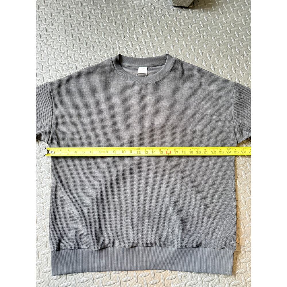 Neutral Waffle Knit Sweatshirt Minimalist Boutique Kids Pullover L NEW - Picture 5 of 6